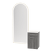 Glo Wall Mount Styling Station with Tilt-out Appliance Holder, Solid Surface Countertop, and Gold Full-Length Arch Paloma Mirror - Kaemark