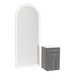 Glo Wall Mount Styling Station with Tilt-out Appliance Holder, Solid Surface Countertop, and Gold Full-Length Arch Paloma Mirror - Kaemark
