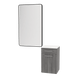Glo Laminate Wall Mount Styling Station with Solid Surface Countertop, Tilt-Out Appliance Holder, and Westin Rectangle Mirror - Kaemark