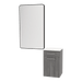 Glo Laminate Wall Mount Styling Station with Solid Surface Countertop, Tilt-Out Appliance Holder, and Westin Rectangle Mirror - Kaemark