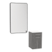 Glo Laminate Wall Mount Styling Station with Solid Surface Countertop, Tilt-Out Appliance Holder, and Westin Rectangle Mirror - Kaemark