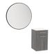 Glo Wall Mount Styling Station with Tilt-out Appliance Holder, Solid Surface Countertop, and Silver Round Glo Mirror - Kaemark