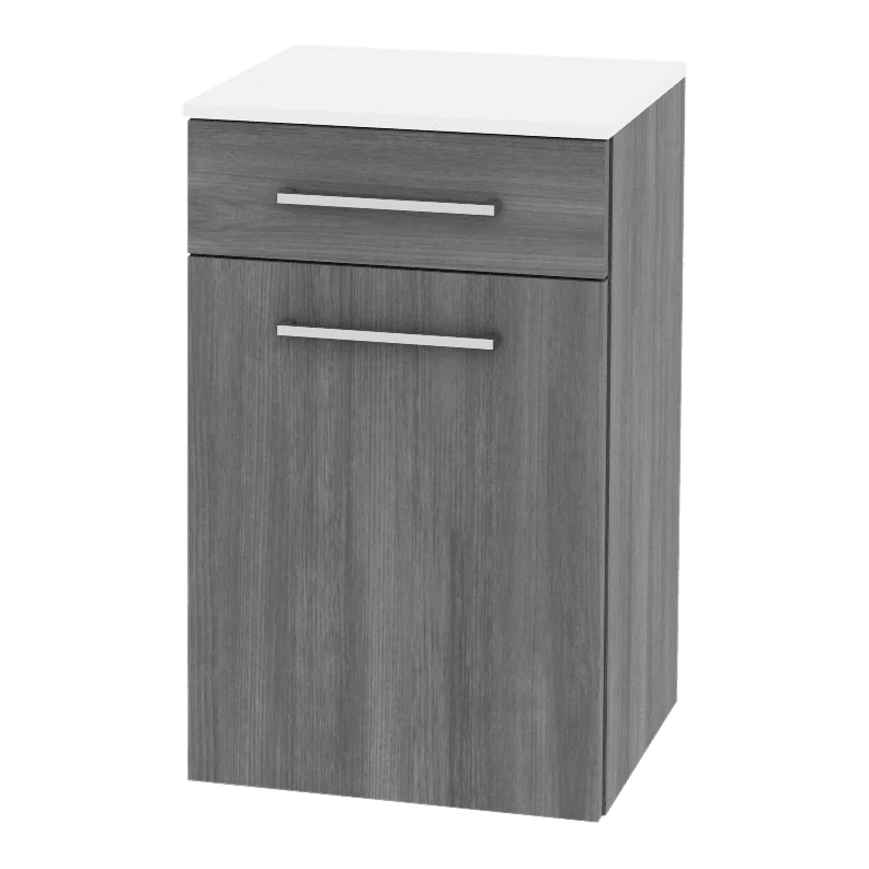 Glo Wall Mount Styling Station with Tilt-out Appliance Holder and Solid Surface Countertop (Cabinet Only) - Kaemark