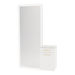 Glo Wall Mount Styling Station with Tilt-out Appliance Holder, Solid Surface Countertop, and Silver Full-Length Rectangle Glo Mirror - Kaemark