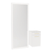 Glo Wall Mount Styling Station with Tilt-out Appliance Holder, Solid Surface Countertop, and Silver Full-Length Rectangle Glo Mirror - Kaemark