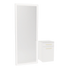 Glo Wall Mount Styling Station with Tilt-out Appliance Holder, Solid Surface Countertop, and Silver Full-Length Rectangle Glo Mirror - Kaemark