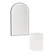 Glo Wall Mount Styling Station with Tilt-out Appliance Holder, Solid Surface Countertop, and Black Arch Paloma Mirror - Kaemark