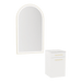 Glo Wall Mount Styling Station with Tilt-out Appliance Holder, Solid Surface Countertop, and Gold Arch Paloma Mirror - Kaemark