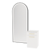 Glo Wall Mount Styling Station with Tilt-out Appliance Holder, Solid Surface Countertop, and Black Full-Length Arch Paloma Mirror - Kaemark