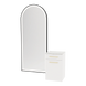 Glo Wall Mount Styling Station with Tilt-out Appliance Holder, Solid Surface Countertop, and Black Full-Length Arch Paloma Mirror - Kaemark