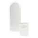 Glo Wall Mount Styling Station with Tilt-out Appliance Holder, Solid Surface Countertop, and Gold Full-Length Arch Paloma Mirror - Kaemark