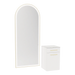 Glo Wall Mount Styling Station with Tilt-out Appliance Holder, Solid Surface Countertop, and Gold Full-Length Arch Paloma Mirror - Kaemark