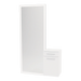 Glo Wall Mount Styling Station with Tilt-out Appliance Holder, Solid Surface Countertop, and Silver Full-Length Rectangle Glo Mirror - Kaemark
