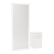 Glo Wall Mount Styling Station with Tilt-out Appliance Holder, Solid Surface Countertop, and Silver Full-Length Rectangle Glo Mirror - Kaemark