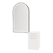 Glo Wall Mount Styling Station with Tilt-out Appliance Holder, Solid Surface Countertop, and Black Arch Paloma Mirror - Kaemark