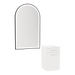 Glo Wall Mount Styling Station with Tilt-out Appliance Holder, Solid Surface Countertop, and Black Arch Paloma Mirror - Kaemark
