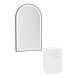 Glo Wall Mount Styling Station with Tilt-out Appliance Holder, Solid Surface Countertop, and Black Arch Paloma Mirror - Kaemark
