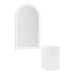 Glo Wall Mount Styling Station with Tilt-out Appliance Holder, Solid Surface Countertop, and Gold Arch Paloma Mirror - Kaemark