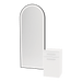 Glo Wall Mount Styling Station with Tilt-out Appliance Holder, Solid Surface Countertop, and Black Full-Length Arch Paloma Mirror - Kaemark