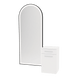 Glo Wall Mount Styling Station with Tilt-out Appliance Holder, Solid Surface Countertop, and Black Full-Length Arch Paloma Mirror - Kaemark