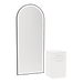 Glo Wall Mount Styling Station with Tilt-out Appliance Holder, Solid Surface Countertop, and Black Full-Length Arch Paloma Mirror - Kaemark