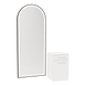 Glo Wall Mount Styling Station with Tilt-out Appliance Holder, Solid Surface Countertop, and Black Full-Length Arch Paloma Mirror - Kaemark