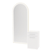Glo Wall Mount Styling Station with Tilt-out Appliance Holder, Solid Surface Countertop, and Gold Full-Length Arch Paloma Mirror - Kaemark