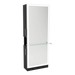 Glo Single Operator Styling Station with Pull-out Appliance Holder, Glass Shelf and Silver Full-Length Rectangle Glo Mirror - Kaemark