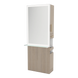 Glo Single Operator Styling Station with Pull-out Appliance Holder, Glass Shelf and Silver Rectangle Glo Mirror - Kaemark