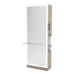 Glo Single Operator Styling Station with Pull-out Appliance Holder, Glass Shelf and Silver Full-Length Rectangle Glo Mirror - Kaemark
