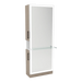 Glo Single Operator Styling Station with Pull-out Appliance Holder, Glass Shelf and Silver Full-Length Rectangle Glo Mirror - Kaemark