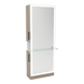 Glo Single Operator Styling Station with Pull-out Appliance Holder, Glass Shelf and Silver Full-Length Rectangle Glo Mirror - Kaemark
