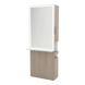 Glo Single Operator Styling Station with Pull-out Appliance Holder, Solid Surface Shelf, and Silver Rectangle Glo Mirror - Kaemark