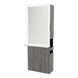 Glo Single Operator Styling Station with Pull-out Appliance Holder, Glass Shelf and Silver Rectangle Glo Mirror - Kaemark