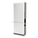 Glo Single Operator Styling Station with Pull-out Appliance Holder, Glass Shelf and Silver Full-Length Rectangle Glo Mirror - Kaemark