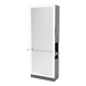 Glo Single Operator Styling Station with Pull-out Appliance Holder, Glass Shelf and Silver Full-Length Rectangle Glo Mirror - Kaemark