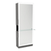 Glo Single Operator Styling Station with Pull-out Appliance Holder, Glass Shelf and Silver Full-Length Rectangle Glo Mirror - Kaemark