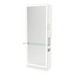 Glo Single Operator Styling Station with Pull-out Appliance Holder, Glass Shelf and Silver Full-Length Rectangle Glo Mirror - Kaemark