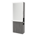 Glo Single Operator Styling Station with Pull-out Appliance Holder, Solid Surface Shelf, and Silver Rectangle Glo Mirror - Kaemark
