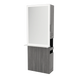 Glo Single Operator Styling Station with Pull-out Appliance Holder, Solid Surface Shelf, and Silver Rectangle Glo Mirror - Kaemark