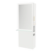 Glo Single Operator Styling Station with Pull-out Appliance Holder, Glass Shelf and Silver Rectangle Glo Mirror - Kaemark