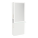 Glo Single Operator Styling Station with Pull-out Appliance Holder, Glass Shelf and Silver Rectangle Glo Mirror - Kaemark