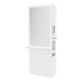 Glo Single Operator Styling Station with Pull-out Appliance Holder, Solid Surface Shelf, and Silver Rectangle Glo Mirror - Kaemark