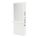 Glo Single Operator Styling Station with Pull-out Appliance Holder, Solid Surface Shelf, and Silver Rectangle Glo Mirror - Kaemark
