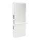 Glo Single Operator Styling Station with Pull-out Appliance Holder, Solid Surface Shelf, and Silver Rectangle Glo Mirror - Kaemark