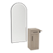 Nova Tower Free Standing Styling Station with Side-Mount Appliance Holder and Black Full-Length Arch Paloma Mirror - Kaemark