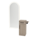 Nova Tower Free Standing Styling Station with Side-Mount Appliance Holder and Gold Full-Length Arch Paloma Mirror - Kaemark