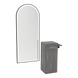 Nova Tower Free Standing Styling Station with Side-Mount Appliance Holder and Black Full-Length Arch Paloma Mirror - Kaemark