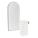 Nova Tower Free Standing Styling Station with Side-Mount Appliance Holder and Black Full-Length Arch Paloma Mirror - Kaemark