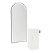 Nova Tower Free Standing Styling Station with Side-Mount Appliance Holder and Black Full-Length Arch Paloma Mirror - Kaemark